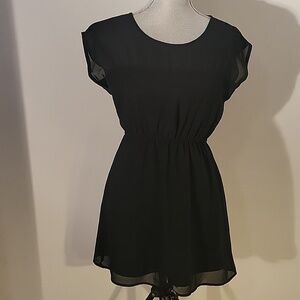 Forever 21 Classic Black Mini Dress with Singed Waist, Size: S